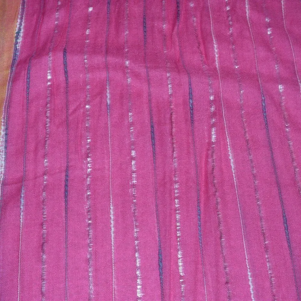 Michael Stars Pink Orange Silver Sparkle Striped Fringe Scarf Wrap New